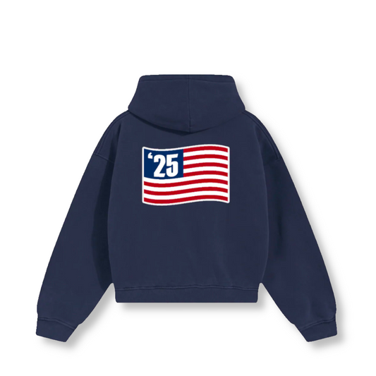 Oversized Cropped Flag Hoodie
